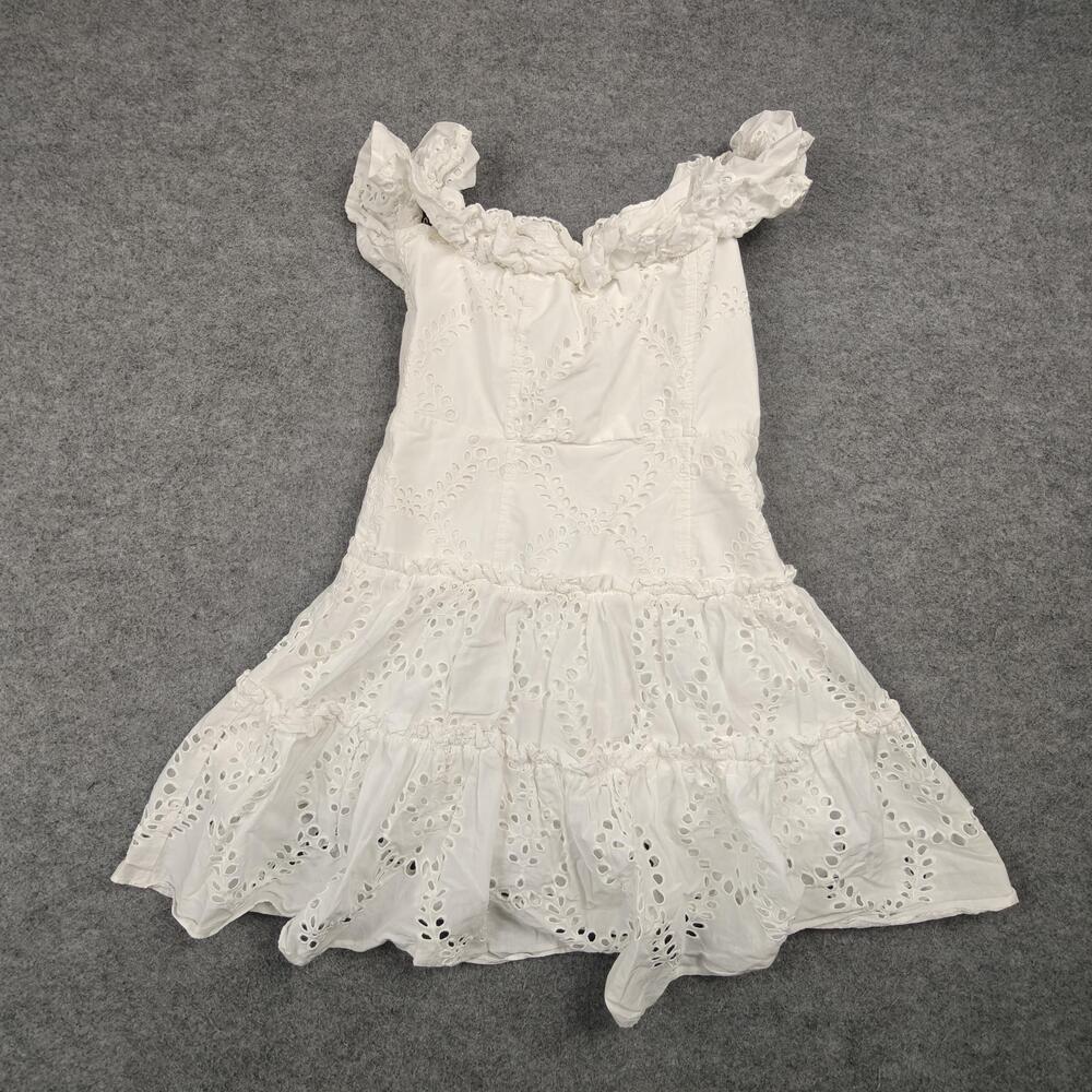 Zara Dress Womens Small White Off Shoulder Sundress Fit & Flare Ruffle